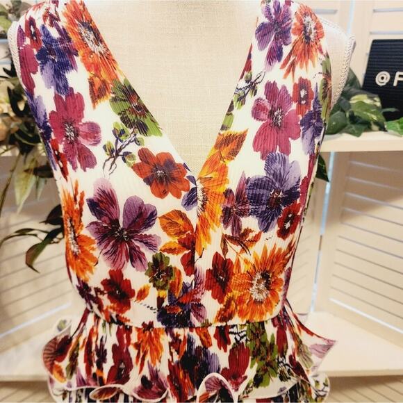 MILLY NEW FLORAL LAYERED MULTI COLORED DRESS SIZE 8 - Picture 2 of 6